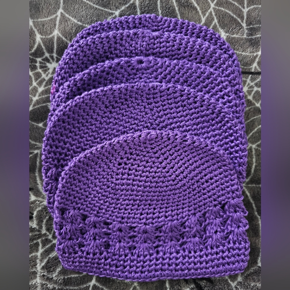 5 Crochet Knit Hat Beanie Baby / Girl Purple